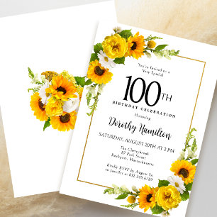 Invitation Fleur de soleil jaune Blancs marguerite florale 10