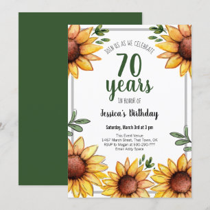Invitation Fleur de soleil russe 70e anniversaire