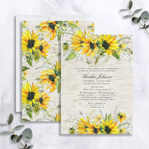 Invitation Fleur de soleil rustique Aquarelle Florale Birch F