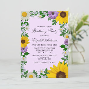 Invitation Fleur de soleil rustique Daisy Floral Anniversaire