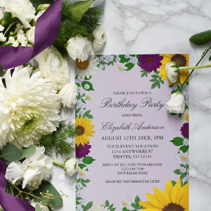 Invitation Fleur de soleil rustique Daisy Floral Anniversaire