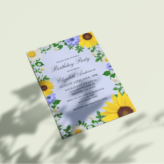 Invitation Fleur de soleil rustique Daisy Floral Anniversaire (Créateur téléchargé)