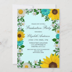 Invitation Fleur de soleil rustique Daisy Floral Graduation P