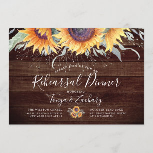 Invitation Fleur de soleil rustique Dîner de répétition