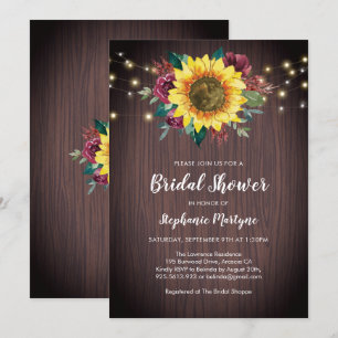 Invitation Fleur de soleil rustique éclaire la Fête des marié