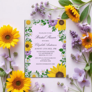 Invitation Fleur de soleil rustique Fête des mariées florale