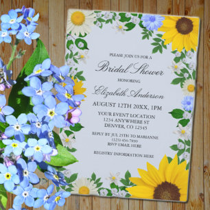 Invitation Fleur de soleil rustique Fête des mariées florale