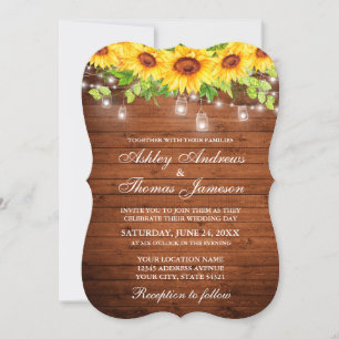 Invitation Fleur de Soleil Rustique Floral Mason Lumières Jar