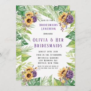 Invitation Fleur de soleil vert violet Floral Bridesmaids Déj