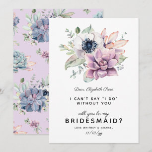 Invitation Fleur de succulente rustique Veux-tu être ma dem