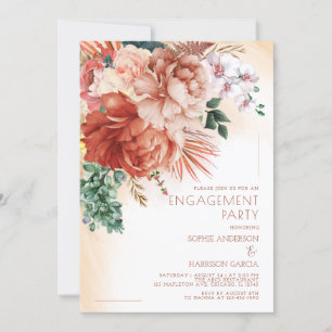 Invitation Fleur de terre cuite Pampas Fête d'engagement en h