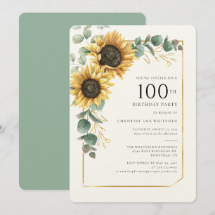 Invitation Fleur de tournesol 100e anniversaire