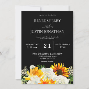 Invitation Fleur de tournesol et rose blanche Floral Mariage