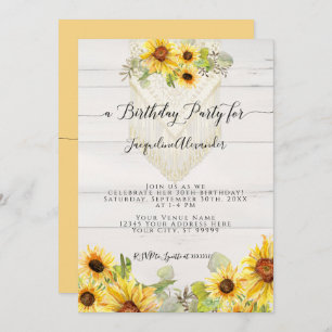 Invitation Fleur de tournesol feuille Macrame Boho fête d'ann
