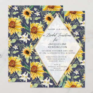 Invitation Fleur de tournesol Floral Aquarelle Folio Marine B