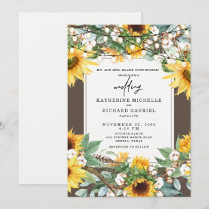 Invitation Fleur de Tournesol Rustique éclatant lumières de c