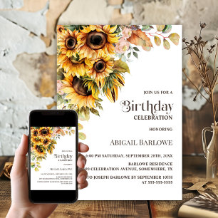 Invitation Fleur de tournesol rustique fête d'anniversaire