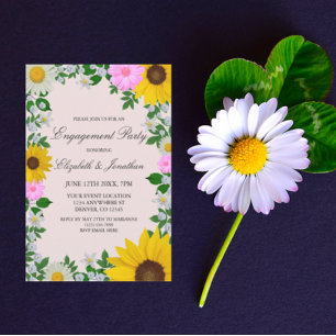 Invitation Fleur de tournesol rustique Fête d'engagement Flor