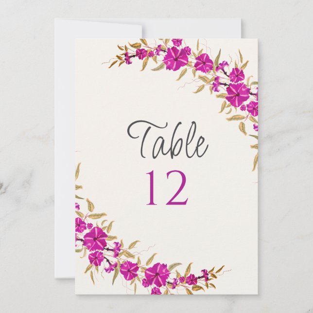 Invitation Fleur de trompette sauvage violette numéro de tabl (Devant)