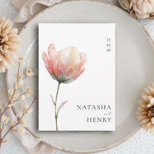 Invitation Fleur de tulipe rose violet aquarelle mariage 