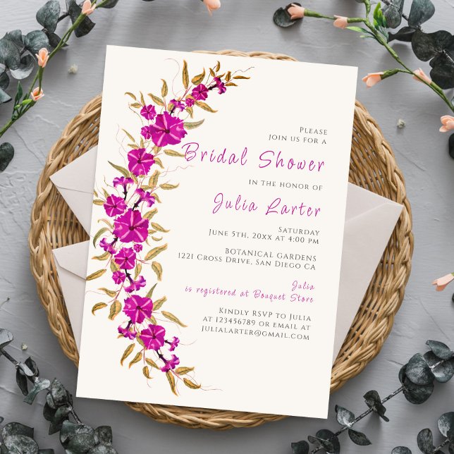 Invitation Fleur de vigne à trompette violette Jardin Shower  (Créateur téléchargé)