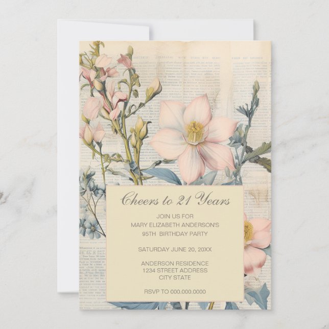Invitation Fleur de Vintaqe Botanique 21e Anniversaire (Devant)