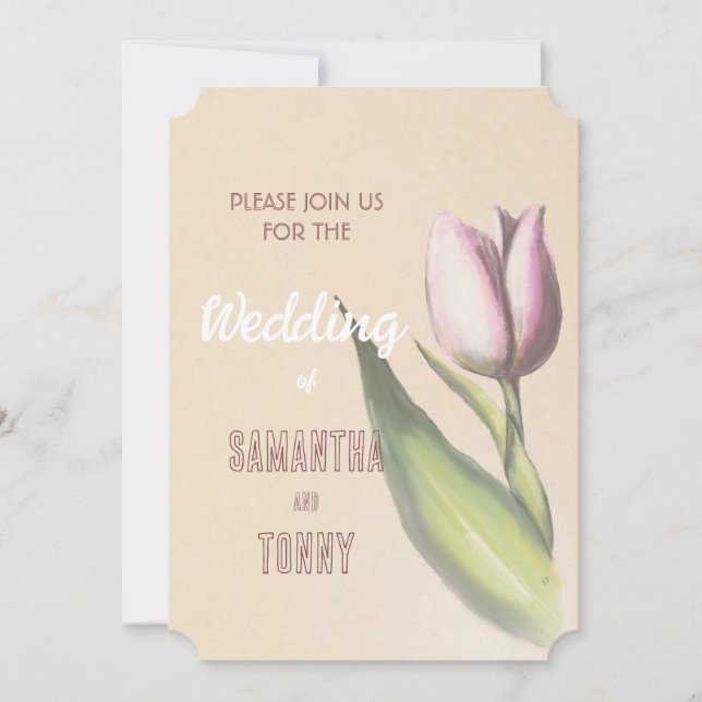 Invitation  Fleur d'élégant Tulipe jaune et rose | Mariage ro (Devant)