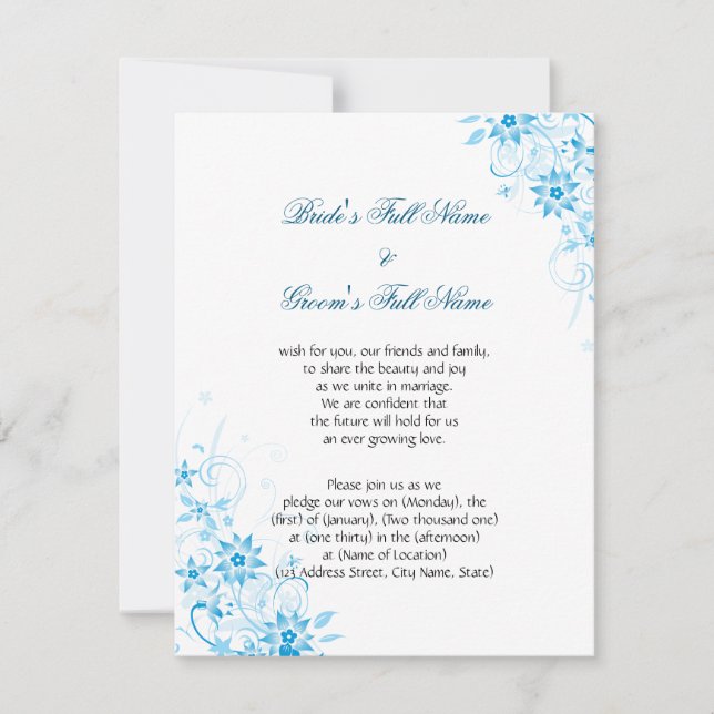 Invitation Fleur d'étoile bleue (Devant)