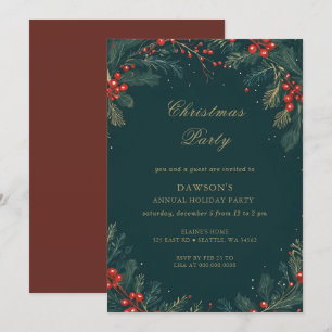 Invitation Fleur d'hiver Green Gold Noël