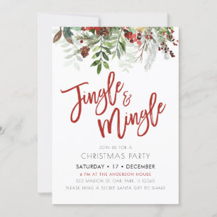 Invitation Fleur d'hiver Jingle & Mingle Fête de Noël