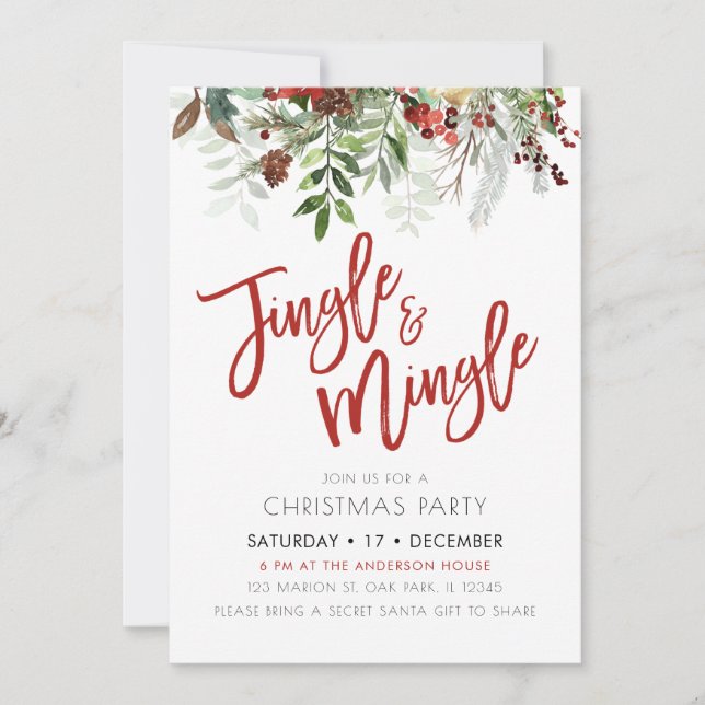 Invitation Fleur d'hiver Jingle & Mingle Noël Party (Devant)