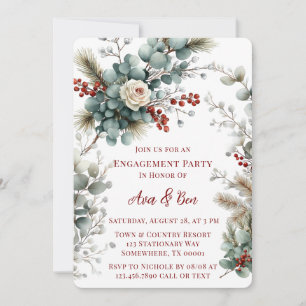 Invitation Fleur d'hiver Red White Rose