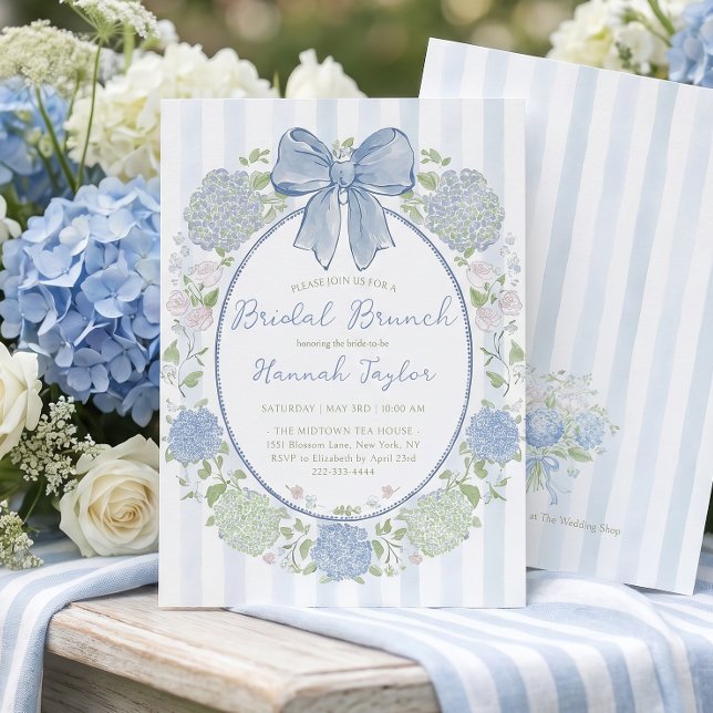 Invitation Fleur d'Hortensia Bleu Mariage Brunch (Créateur téléchargé)