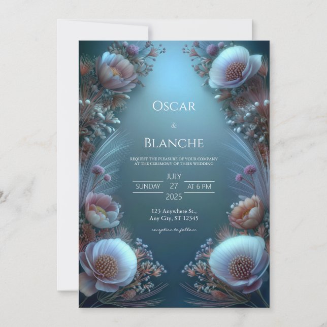 Invitation Fleur d'ivoire lumineuse Mariage botanique éthéré (Devant)