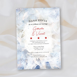 Invitation Fleur d'oeillet bleu 4 juillet Mariage