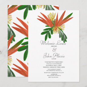 Invitation Fleur d'oiseau de Paradis Aquarelle Encre Tropical