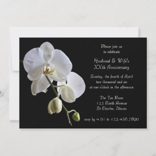 Invitation Fleur d'Orchidée Blanche sur Carton d'Invitation d