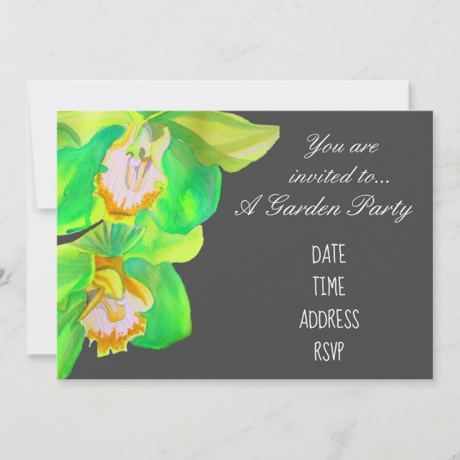 Invitation Fleur d'orchidée design moderne fête de jardin (Devant)