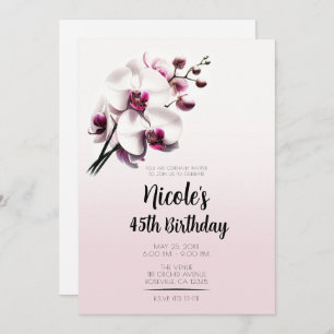 Invitation Fleur d'orchidée rose et blanc fête d'anniversaire