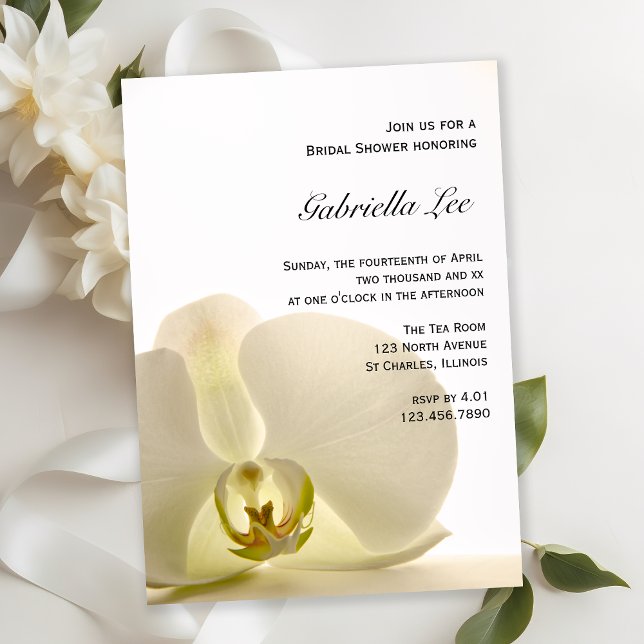 Invitation Fleur d'orchidée sur Fête des mariées blanche (Créateur téléchargé)