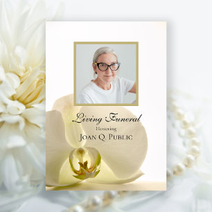 Invitation Fleur d'orchidée sur White Living Funeral Party