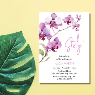 Invitation Fleur d'orchidées pourpres 60e anniversaire