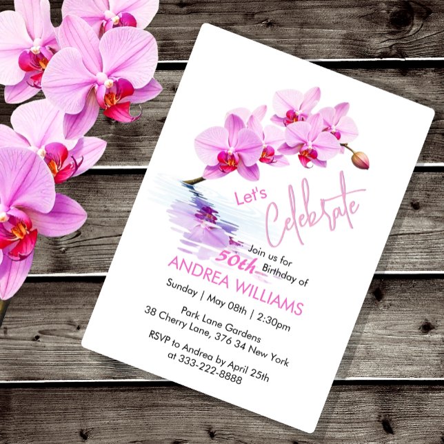 Invitation Fleur d'orchidées sauvages en fleurs 50e anniversa (Créateur téléchargé)