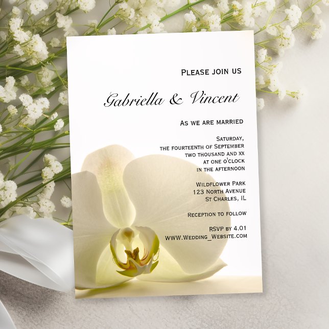Invitation Fleur d'orchidées sur Mariage blanc (Créateur téléchargé)