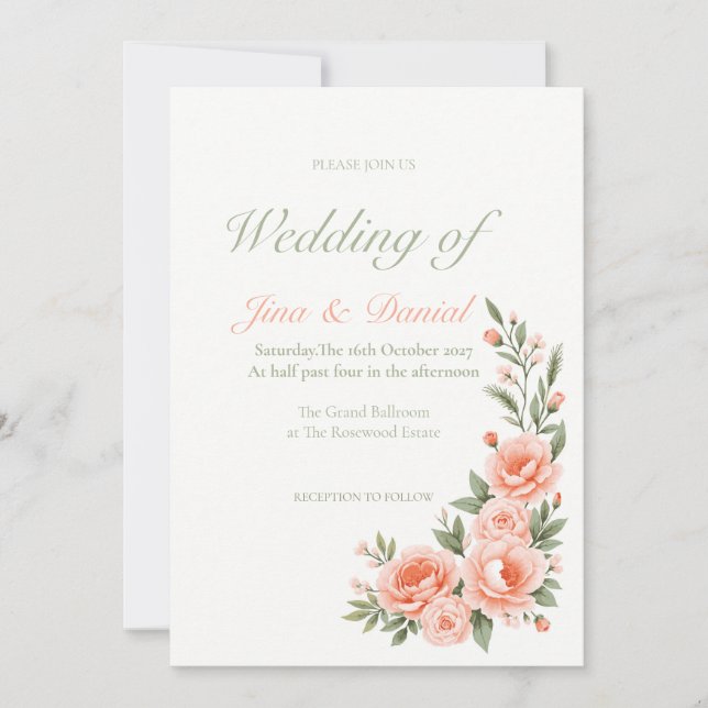 Invitation Fleur du coucher de soleil - Orange doux (Devant)