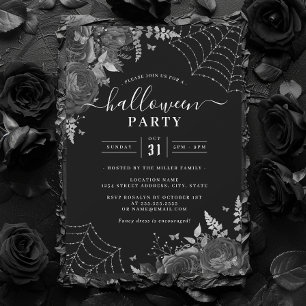 Invitation Fleur Éffrayante foncée Cobwebs Halloween Party
