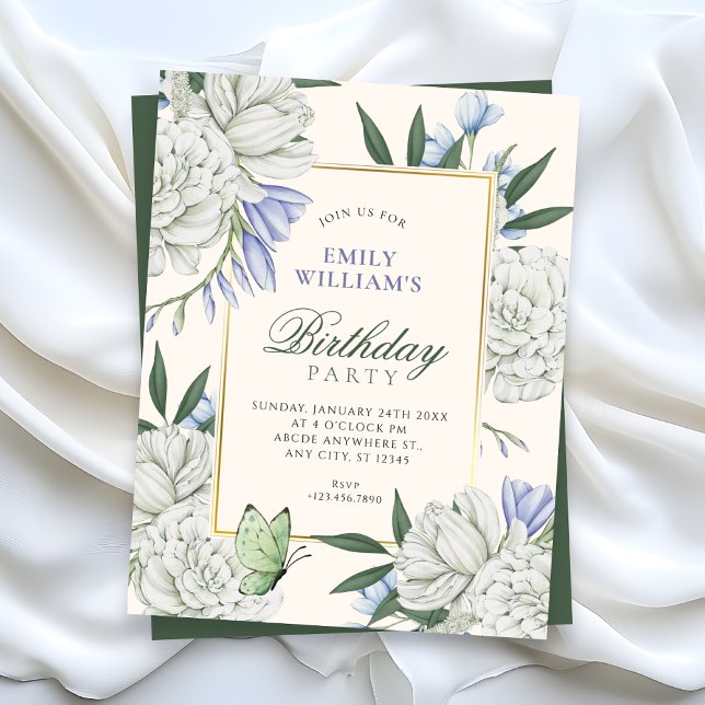 Invitation Fleur élégante anniversaire (Créateur téléchargé)