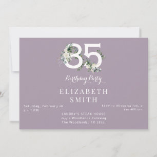 Invitation Fleur Élégante Blanche Lavande 85e Anniversaire II