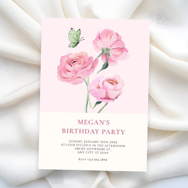 Invitation Fleur élégante minimaliste d'anniversaire (Créateur téléchargé)