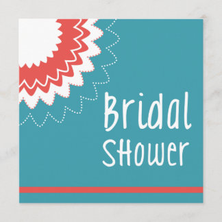 Invitation Fleur en fleurs - Bleu et corail